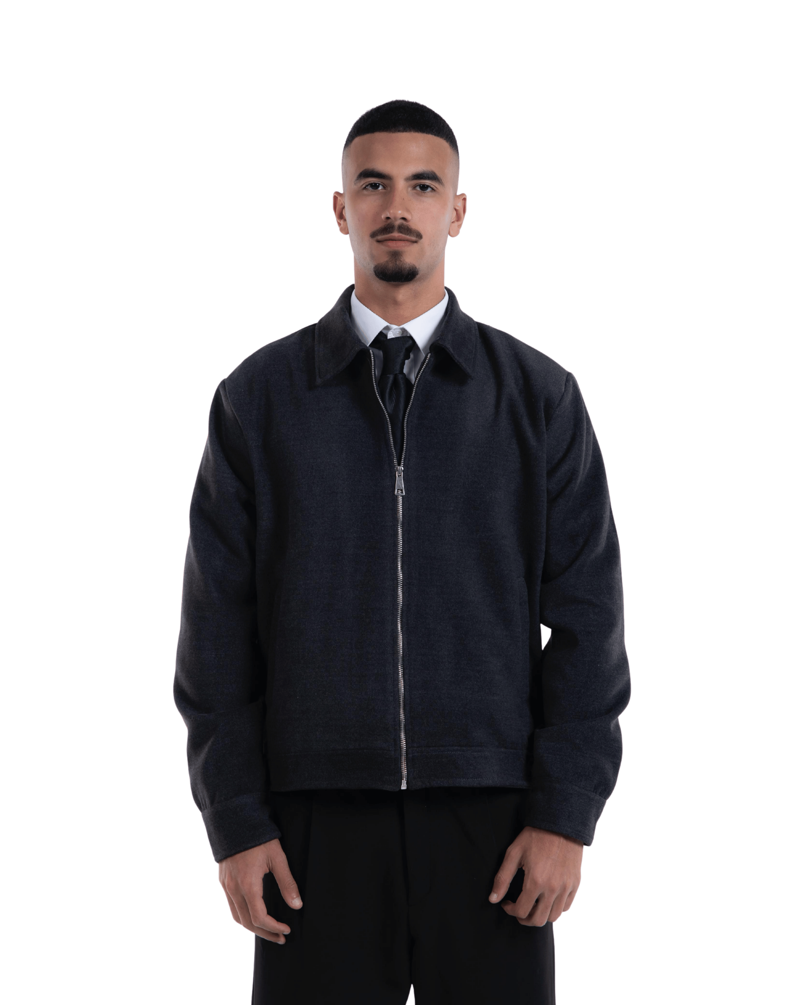 Cropped Wool Jacket - Dark Grey