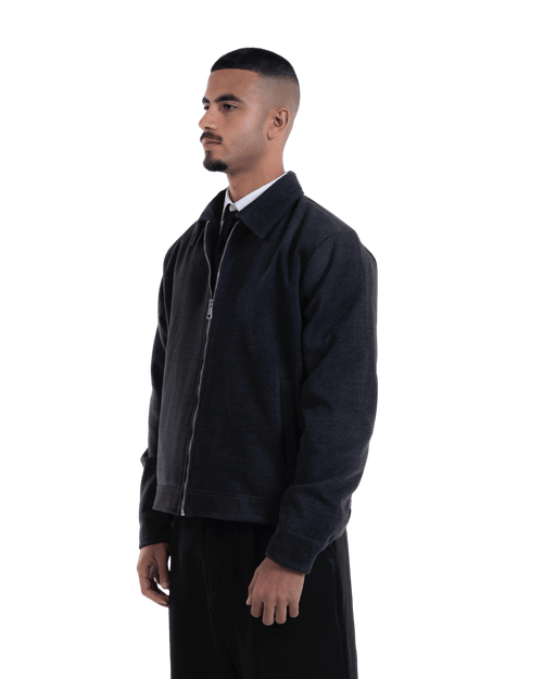 Cropped Wool Jacket - Dark Grey