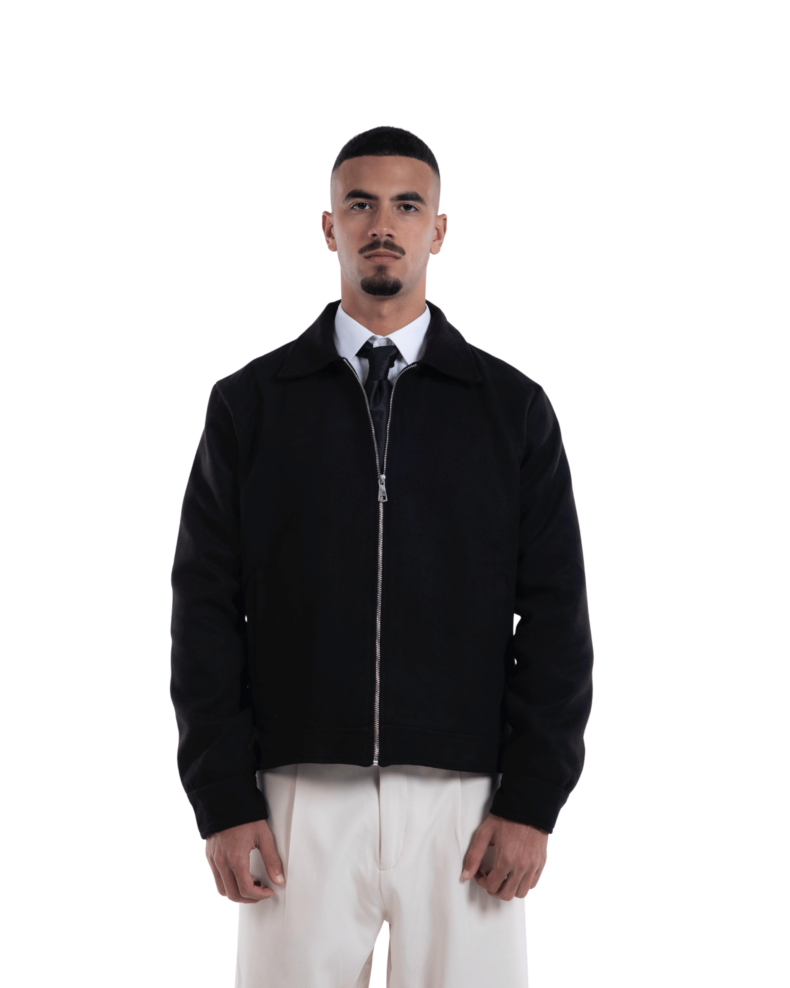 Cropped Wool Jacket - Black