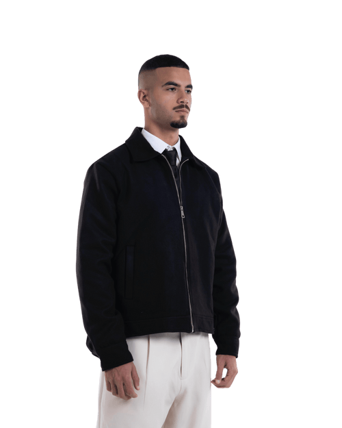 Cropped Wool Jacket - Black